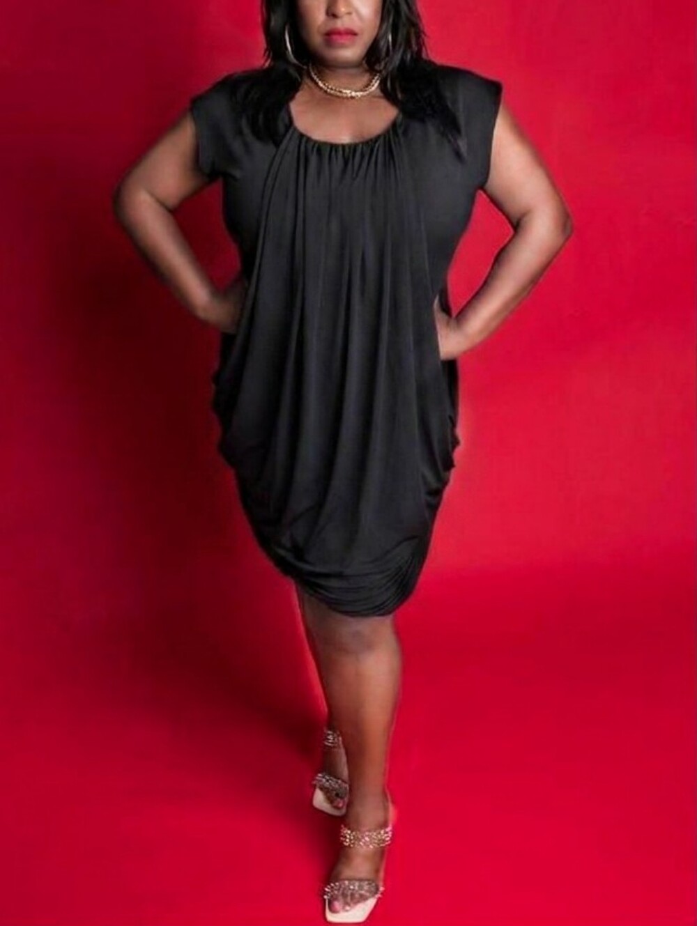 Shavonne Dorsey Black Bella Bubble Skirt Overlay Mini Dress Size Small